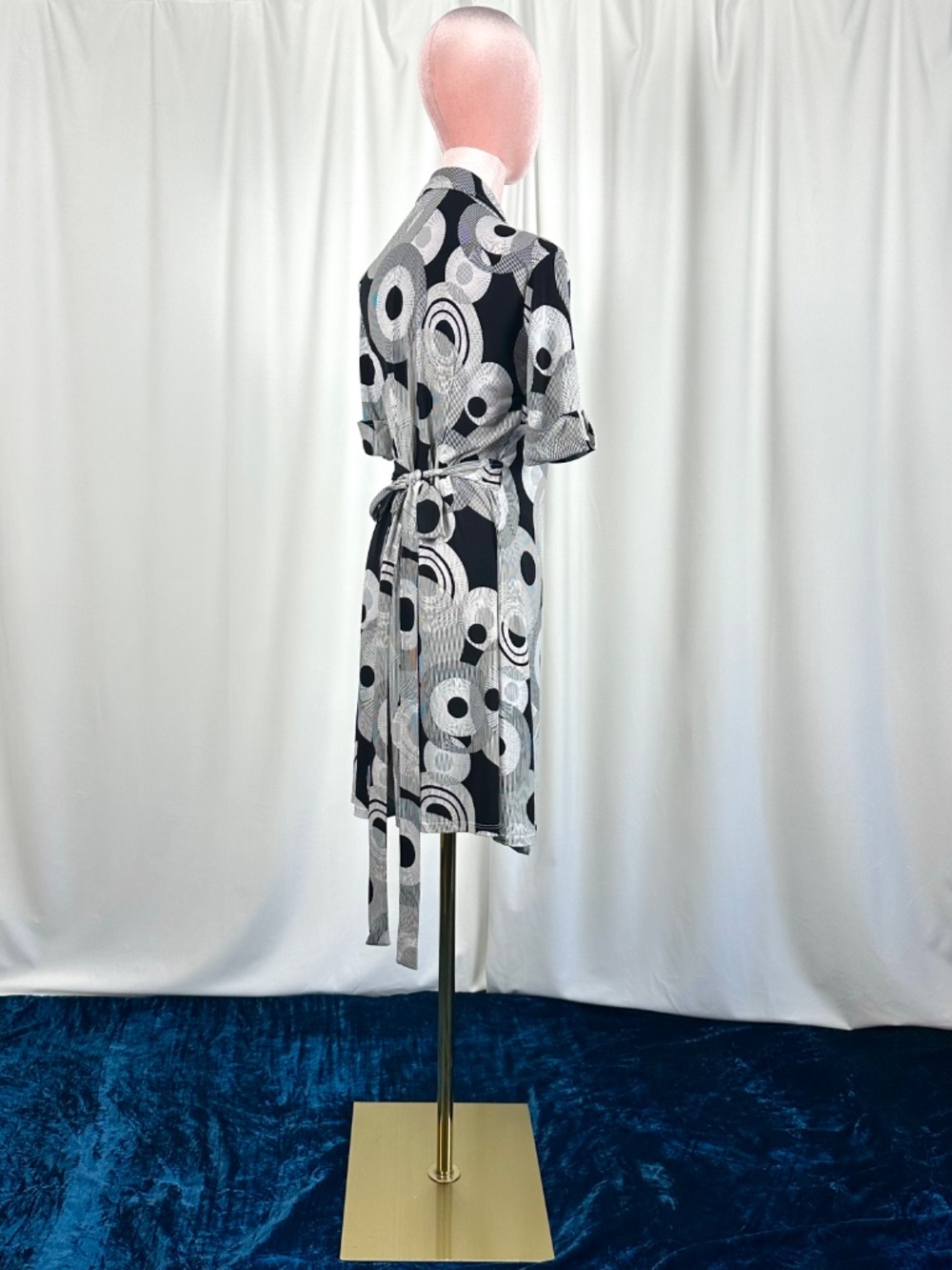 Vintage Y2K Intrigue New York Abstract Wrap Tie Dress XS/S - Picture 9 of 16